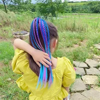 1PCS New Girls Colorful Wigs Ponytail Kids Hair Accessories Head Band Hair Ornament Headbands Rubber Bands Beauty Hair Bands - Image 2