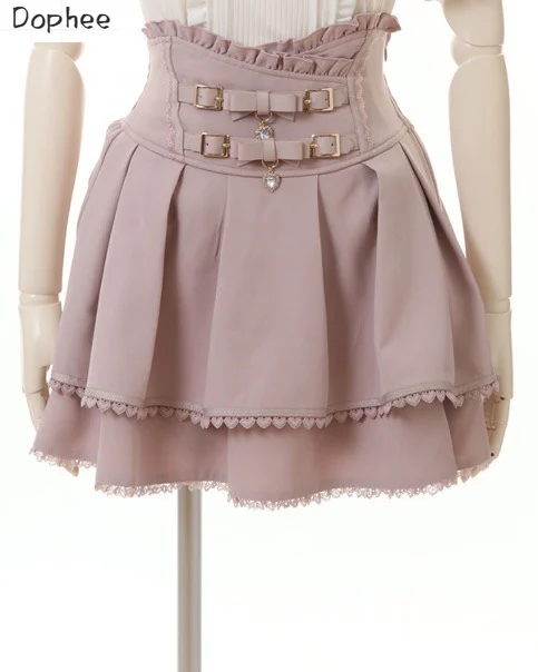 dophee-japan-styles-rojita-pink-skirts-landmine-series-bandage-bow-pendant-elastic-high-waist-short-a-line-shorts-skirts-cute