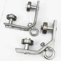 1PCS Heavy-Duty Pulley Angle Iron Support Cable Pulley Circular Bearing Trolley Steel Wire Rope Suspension Pulley 2