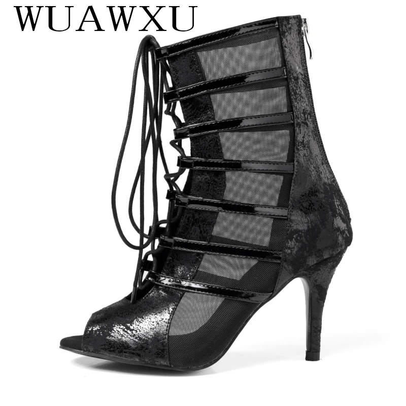 NATASHA Dance Shoes Party Dance Shoes Show Shoes Sexy Women's High Heels Black 8.5cm Rubber Sole