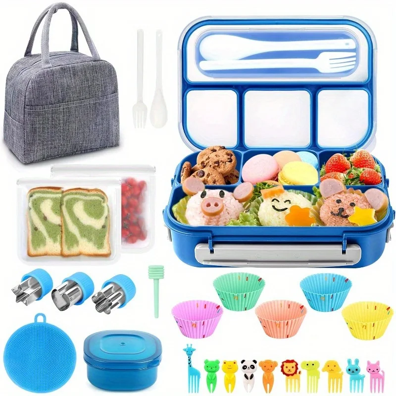Kids Bento Lunch Box Set Microwave Safe 27 Pieces