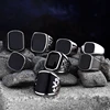 Bagues en acier inoxydable avec pierre d'agate noire pour hommes et femmes, bijoux de mariage de haute qualité, cadeaux simples, mode, livraison directe