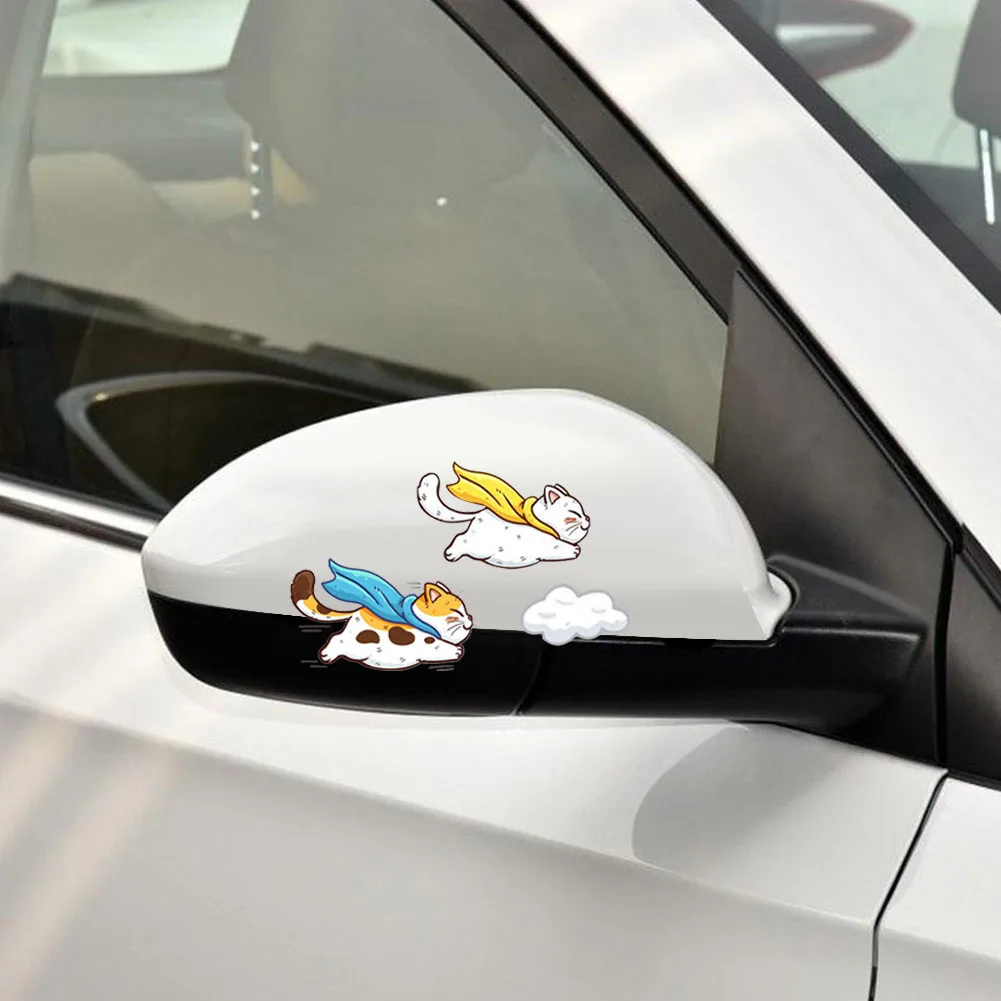 

2PCS Cartoon Flying Cats Car Sticker Car Sticker Creative Funny Vinyl Decal Self-Adhesive Sticker Car Decoration Accessories