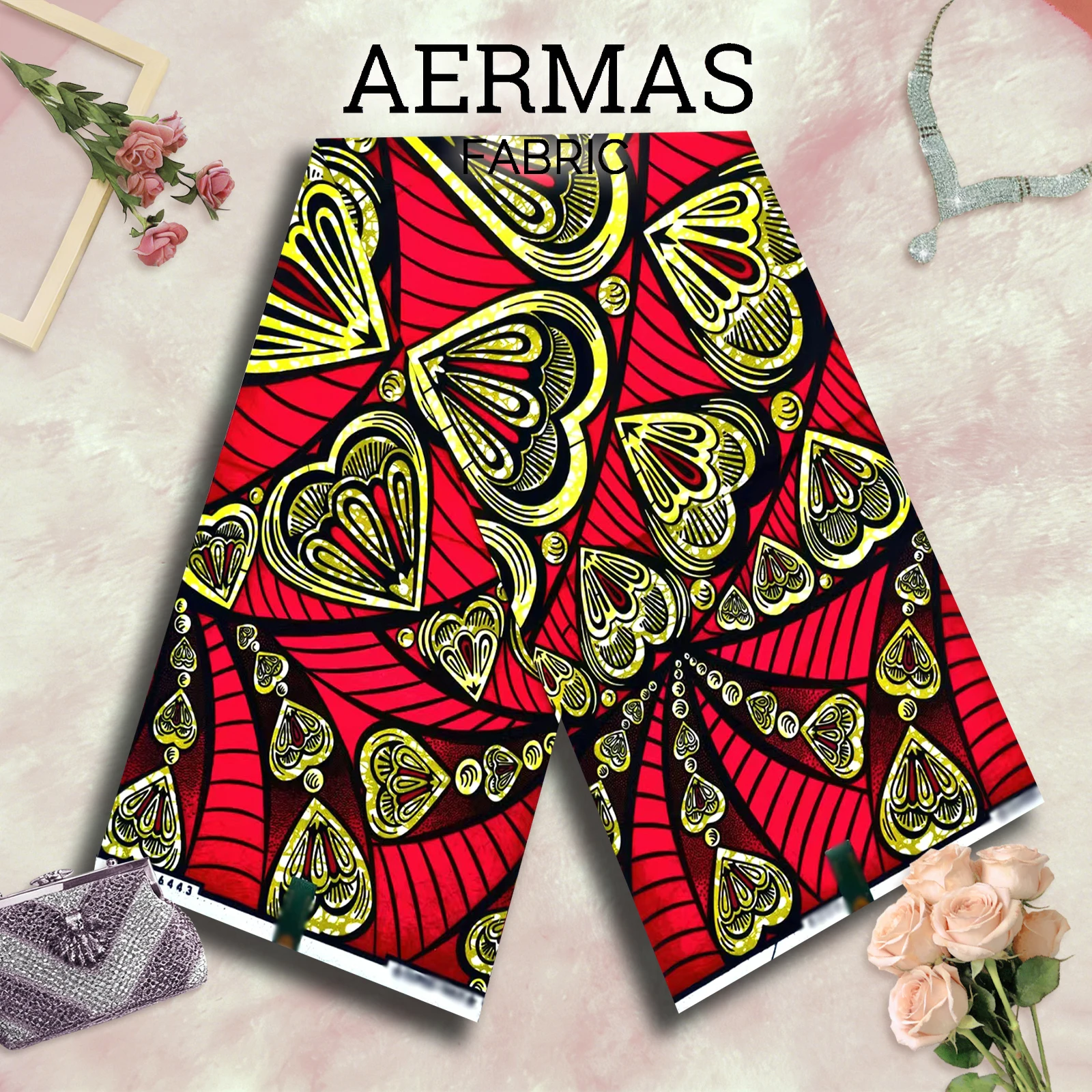 2025 New style super fabric African wax fabric cotton 6 yards Ankara 100% cotton Dutch couture for sewing, Pink 4