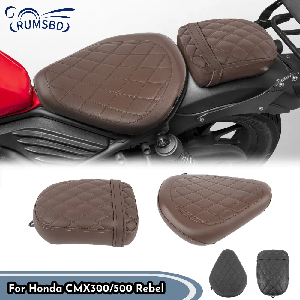 

Motorcycle Front Solo Thicken Leather Seat Cover For Honda Rebel CMX 300 500 CMX300 CMX500 2017-2023 Rear Passenger Cushion Pad