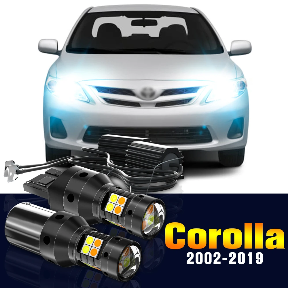 

2pcs LED Dual Mode Turn Signal+Daytime Running Light DRL Lamp For Toyota Corolla E12 E15 E18 2002-2019 2007 2012 Accessories