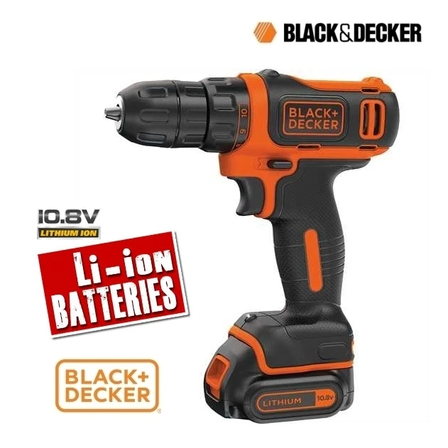 Compact 10,8V lithium cordless drill battery for Black & Decker - BDCDD12