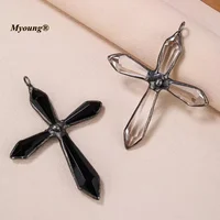 10PCS Soldered Large Glass Crystal Vintage Cross Necklace Pendant Foe DIY Jewelry Making MY230445 1