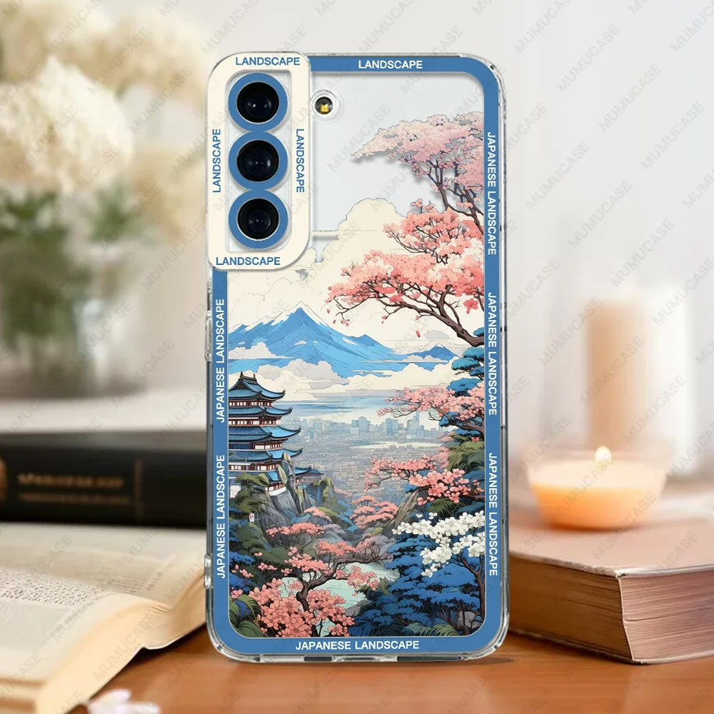 thumbnail image 1 of Case For Samsung Galaxy S24 S20 S21 FE S22 S23 Ultra A32 A33 A50 A52 A53 A73 A54 A14 Soft Cover Japanese Landscape Waves, 1 of 5