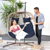 Double Egg Chairs for Outside Navy 2 Person Egg Swing Chair with Stand Oversized Swing Chair,  Hammocks 2