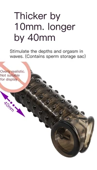 Reusable Penis Extender Cock Rings Delay Ejaculation Penis Condoms Dick Sleeve Silicone Glans Cover Enlargement Sex Toys For Men 5