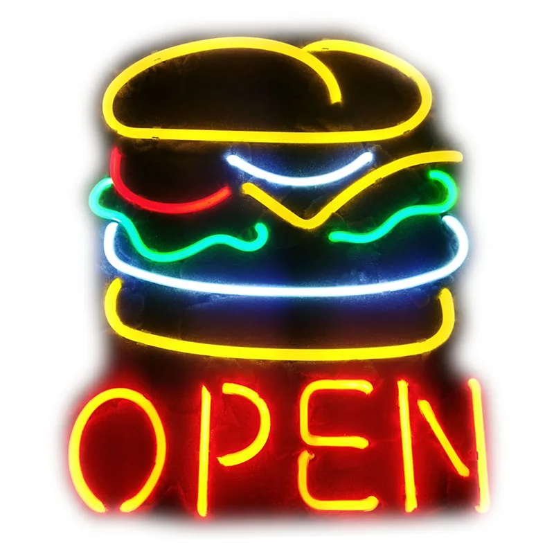 

Star neon Lamps Hamburger Open Neon Sign Handicraft Store Display Real Glass Tube Bar Shop Decor neon light Decor Room Advertise