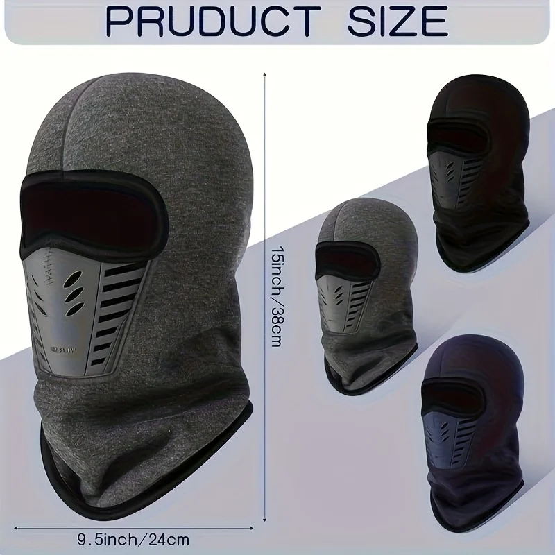 Winter Ski Mask Windproof Anti-Cold Warm Cycling Balaclava Face Cover Polar Fleece Lined Breathable Sports Neck Warmer Headwear
