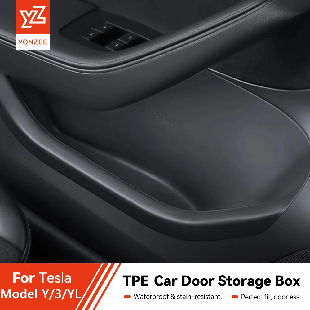 YZ For Tesla Model Y Juniper Model 3 Highland Door Side Storage Box Full-Cover Front and Rear Interior Storage Box Accessories