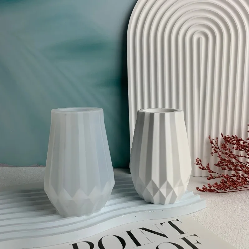 Faceted Vase Silicone Mold Concrete Flower Vase Mold Geometric Plaster Cement Molds Epoxy Resin Art Mould Home Decor