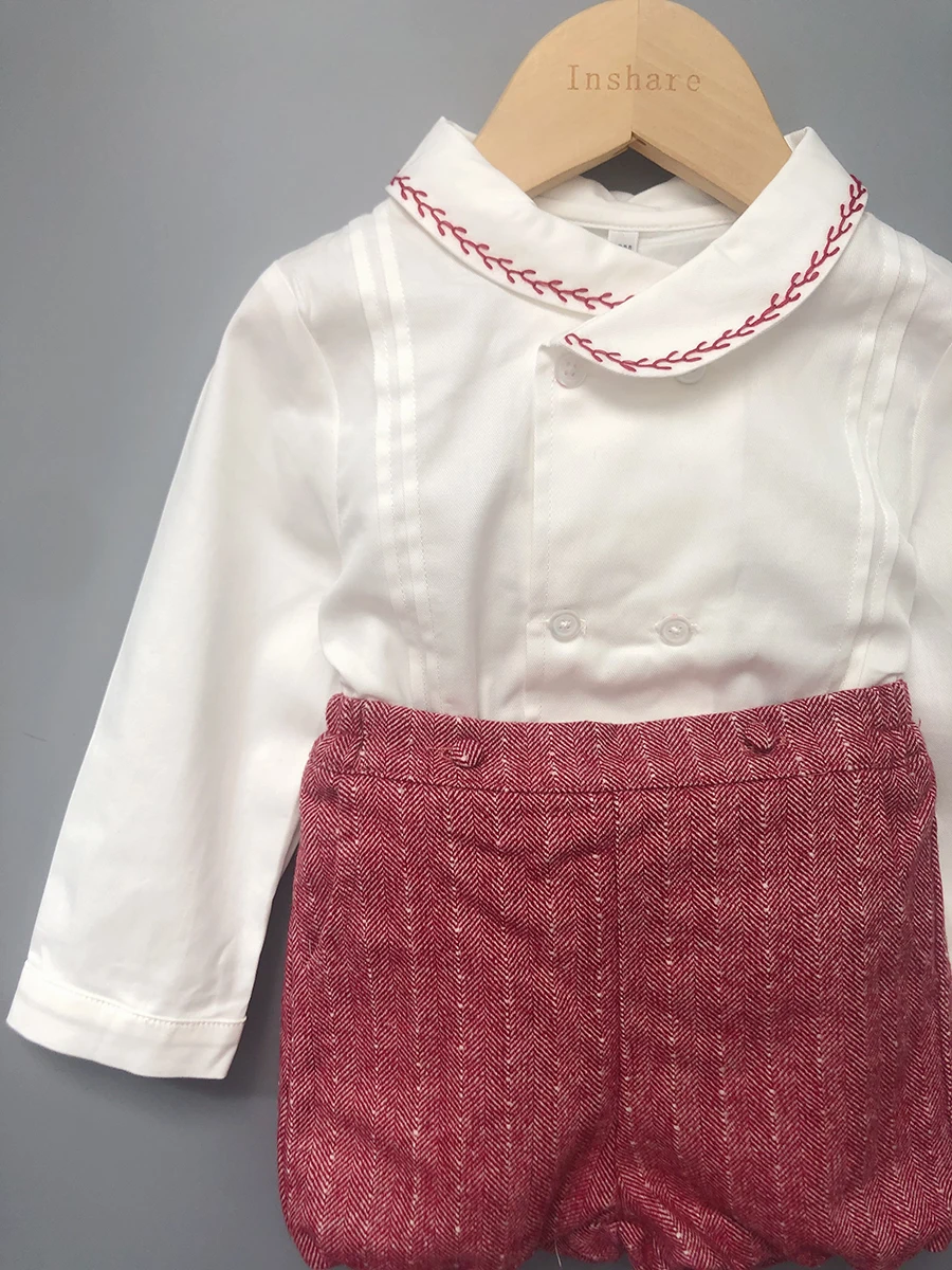 Boutique Children Clothing Autumn Winter Baby Boys Red Wool