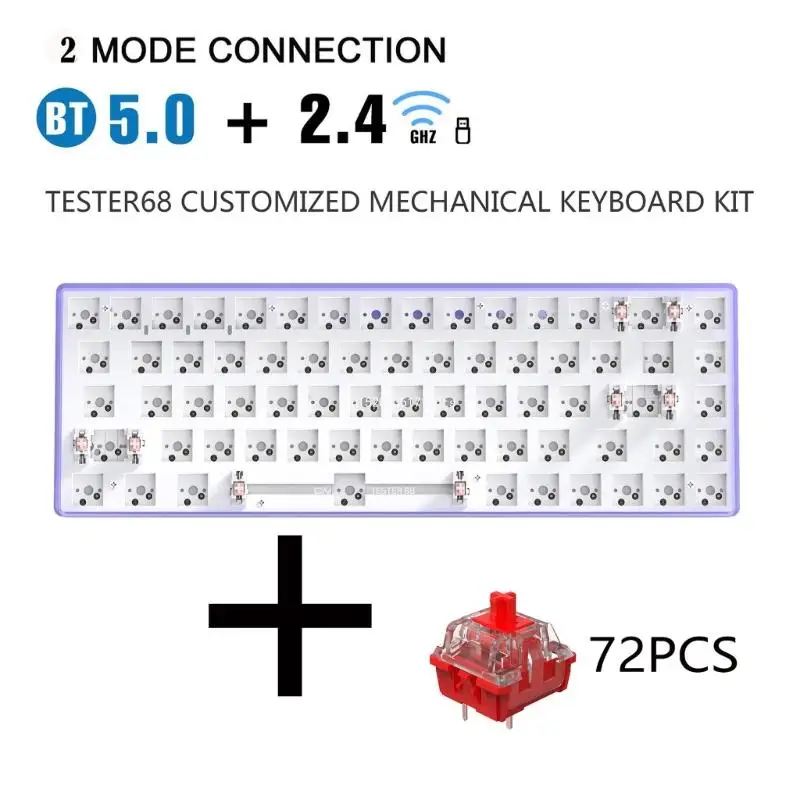 Tester68 게임 기계식 키보드 DIY 68 키 핫 스왑 가능 무선 키패드 Dropship