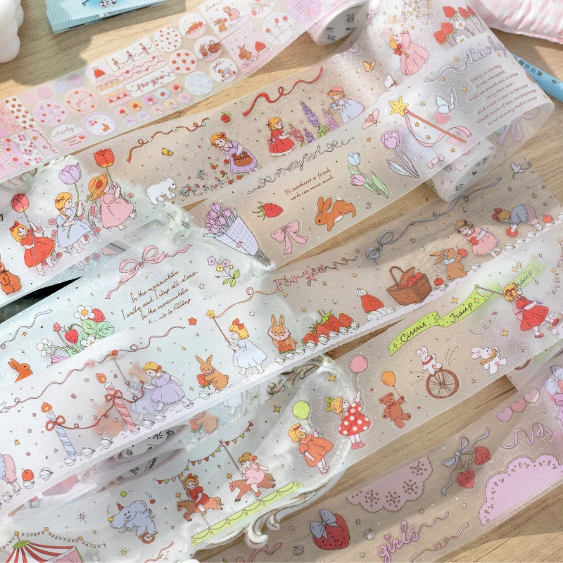 Journal GO 5,5 x 200 cm Märchenprinzessin PET-Klebeband, vorgeschnitten, niedliche Grußkarte, dekoratives Abdeckband, DIY-Aufkleber, Scrapbooking
