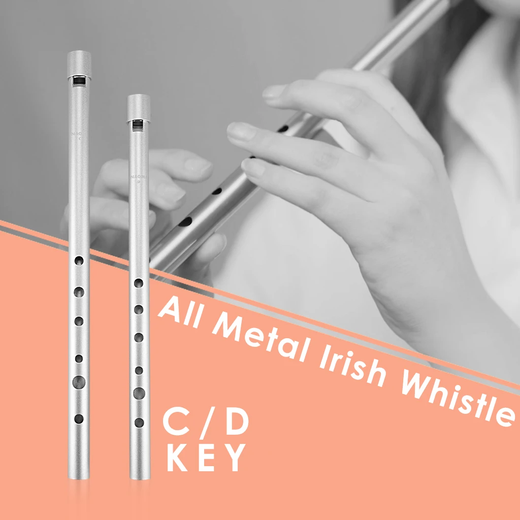High C D Penny Whistle Tin Whistles 6 Holes Flute Irish Integrated Blowing Nozzle Aluminum For