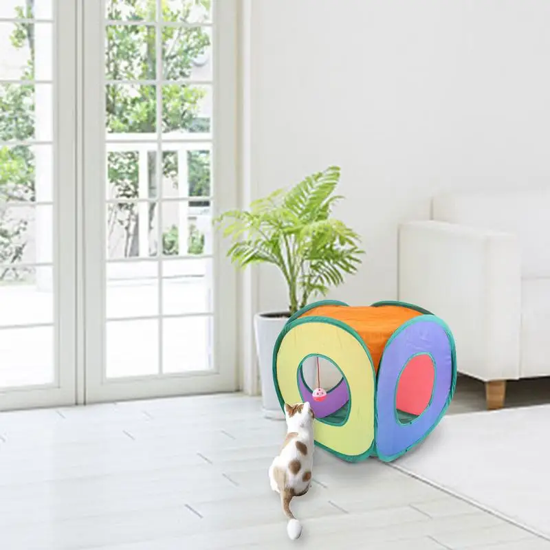 

Туннели для кошек, квадратная Радужная складная игрушка для домашних животных