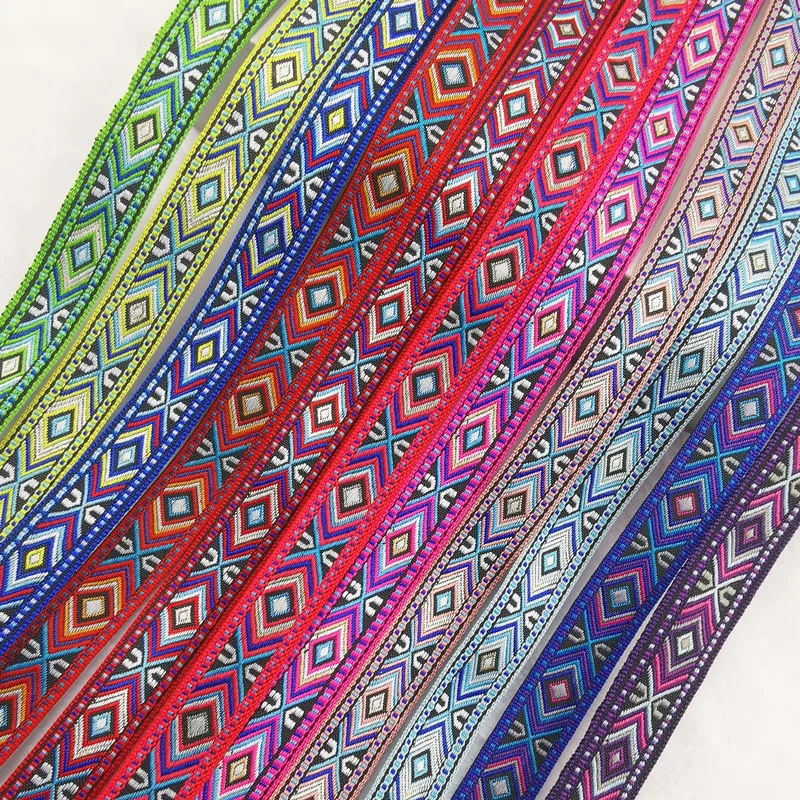 5/8" 18mm 5 Yards Geometry Woven Jacquard Ribbon for DIY Pet Collar Garment Accessories ribbon decoration ribbon supplies sewing ribbon
