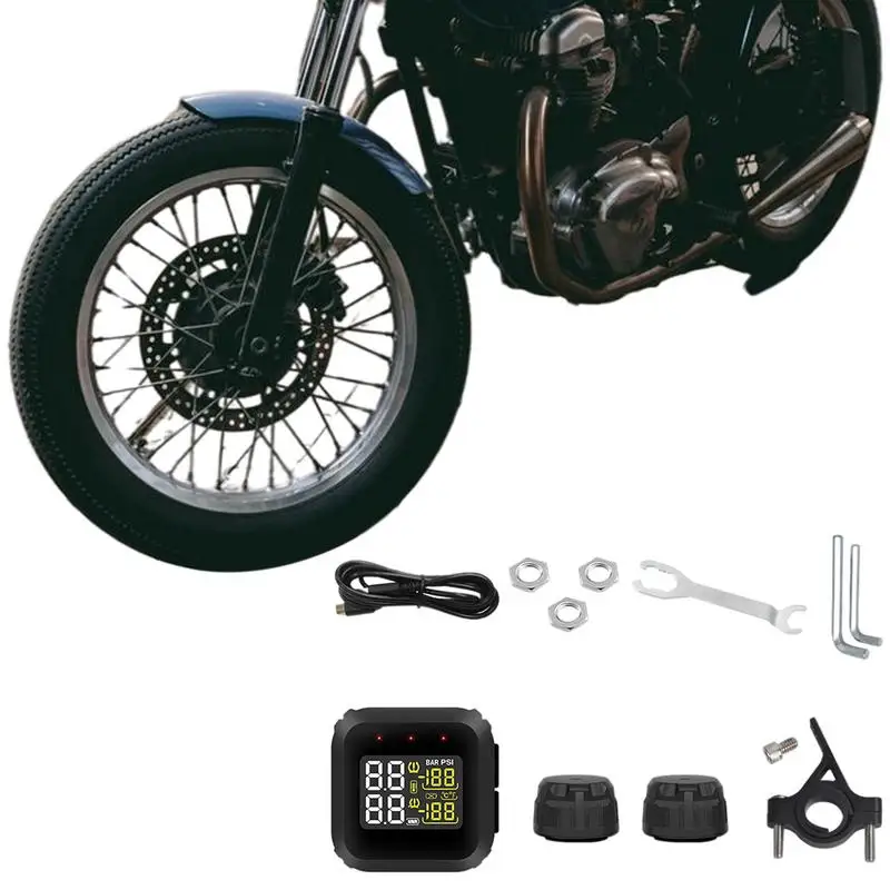 

Система контроля давления в шинах мотоцикла с зарядкой от USB и 2 внешними датчиками