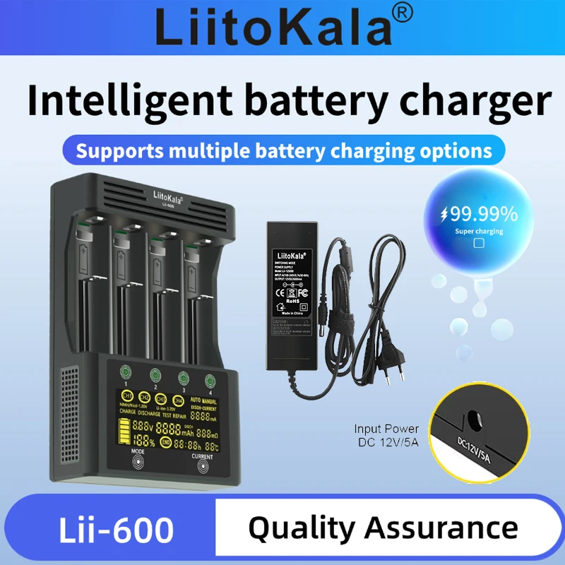 LiitoKala Lii-600 LCD 디스플레이 배터리 충전기 (3.7V 1.2V 18..