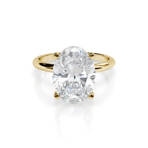 Bague De Fiançailles En Or Jaune 10 Carats - Diamant De Laboratoire Ovale 2 Carats VS1/E - Certifié IGI - Neuf