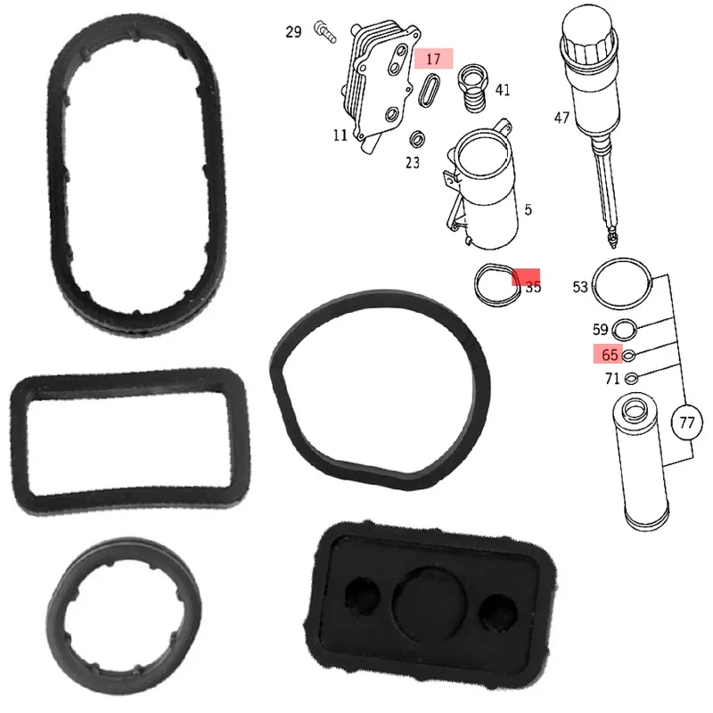 Oil Filter Housing Seal Gasket Kit 1121840361 1121840261 1121840161 1121840061 For Mercedes Benz W211 V6 M112 M113 V8