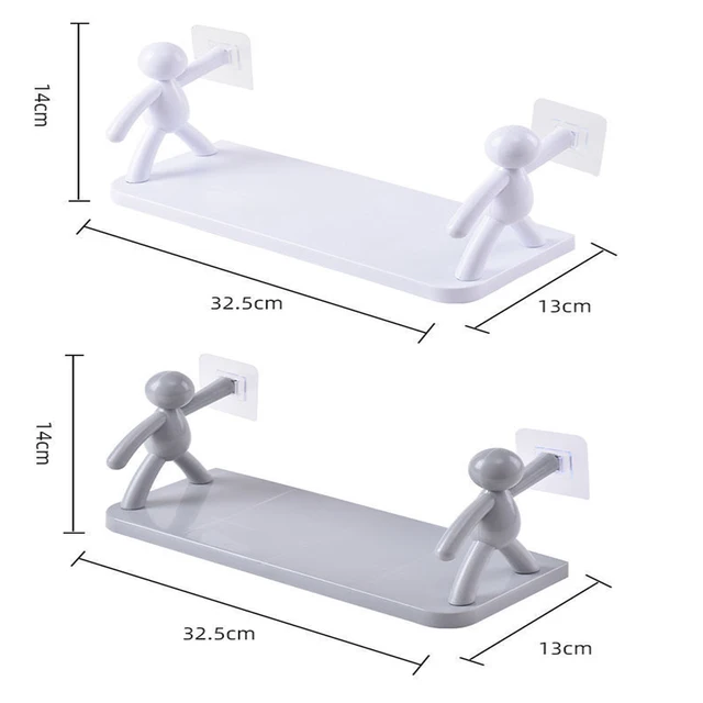Kreatív Kis Ember Háztartási Fal Lógó Polcok Ingyenes Fúrási Polcos Fürdőszoba Szekrény Konyha Tároló Rendezett - Image 6