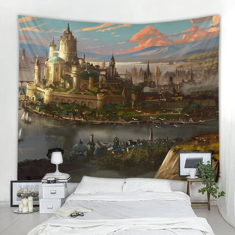 3D Fantasy Castle Background Decoration Tapestry