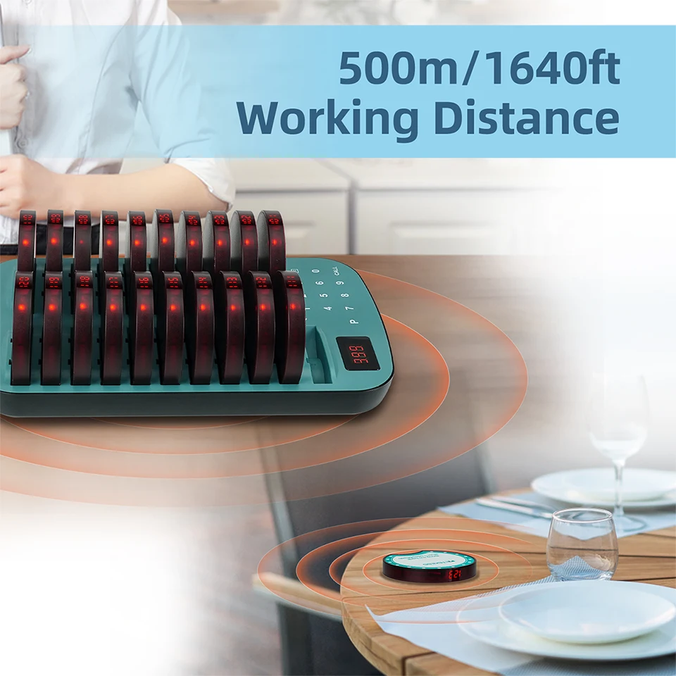 Retekess TD167A Restaurant Pager Wireless Calling System Vibrator Coaster Buzzer Call Bell For Food Truck Coffee Bar Hotel Club wireless calling system