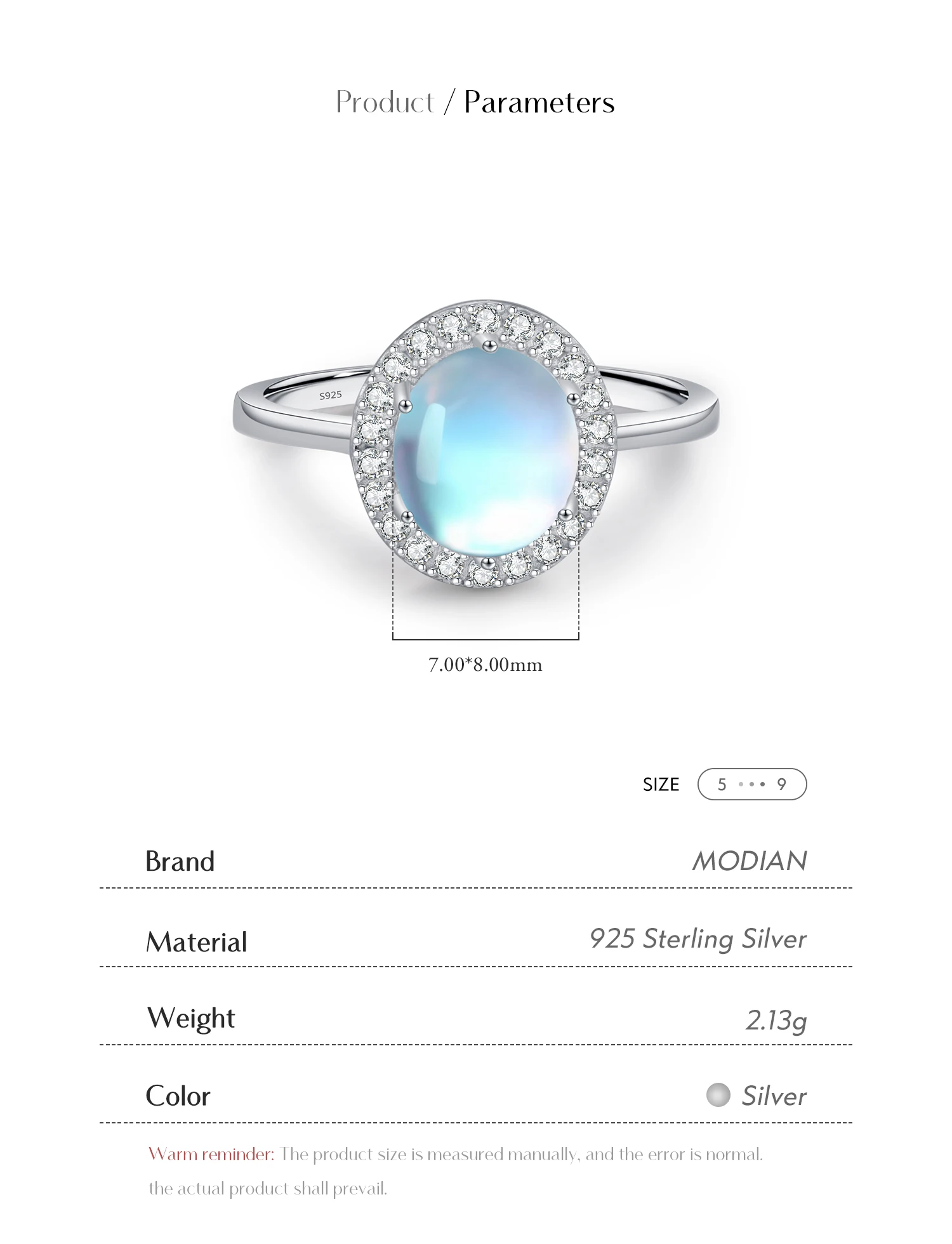 MODIAN 925 Sterling Silver Delicate Luxurt Oval Moonstone Party Finger Ring Shiny Rainbow Color Fine Jewlry For Women Gift