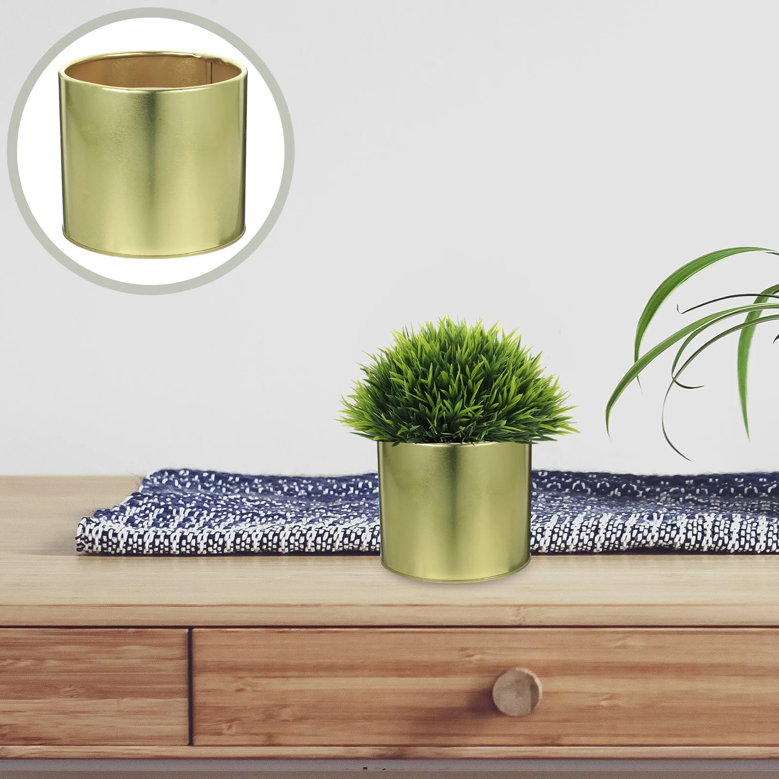 

Golden Iron Bucket Flower Pot Creative Flowerpot Decorative Garden Home Plant Fashion