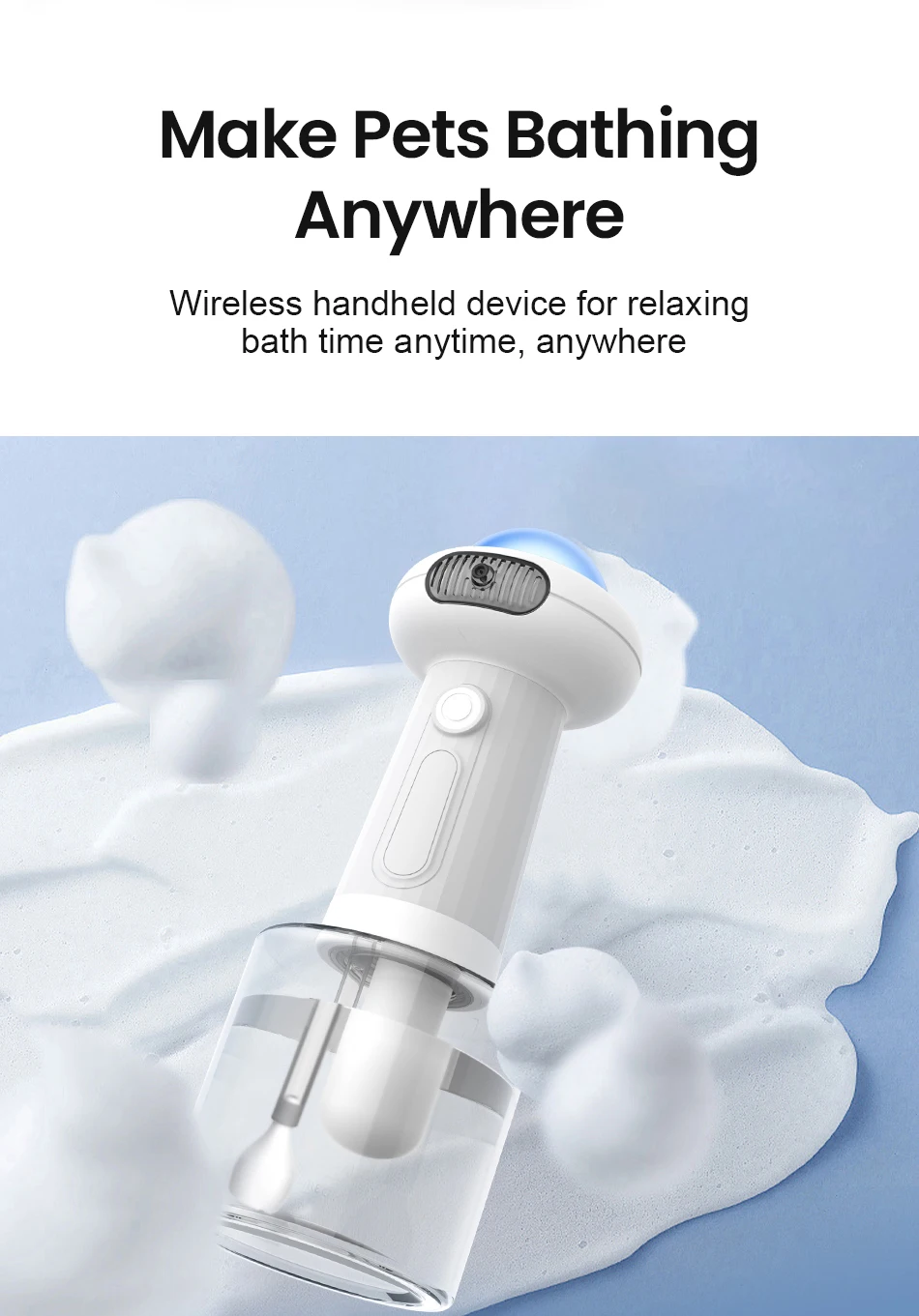 Automatic Pet Soap Dispenser Wireless Electric Cat Foaming Machine Dog Cleaning