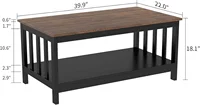 ChooChoo Farmhouse Coffee Table, Black Living Room Table with Shelf, 40 Inch 2