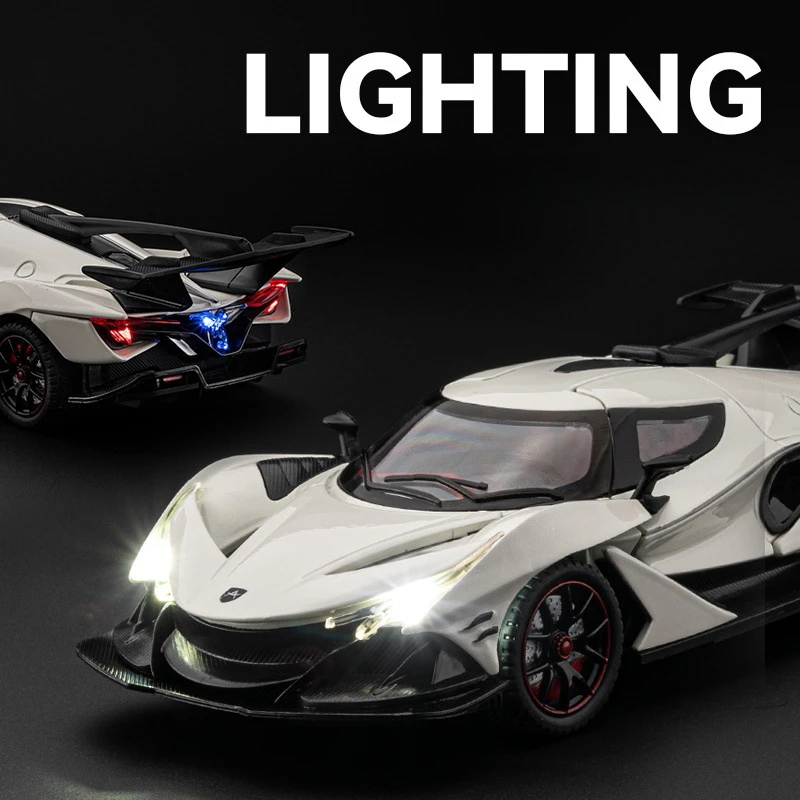 Simulation 1/24 Apollo IE Supercar Model With Sound Light Toy Vehicle Children Boy Birthday Gift Collection Miniature Voiture 4