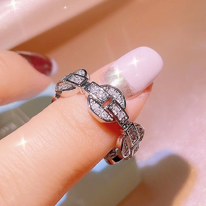 Zircon Stone Wedding Engagement Ring Ring Chain Women Chain Wedding