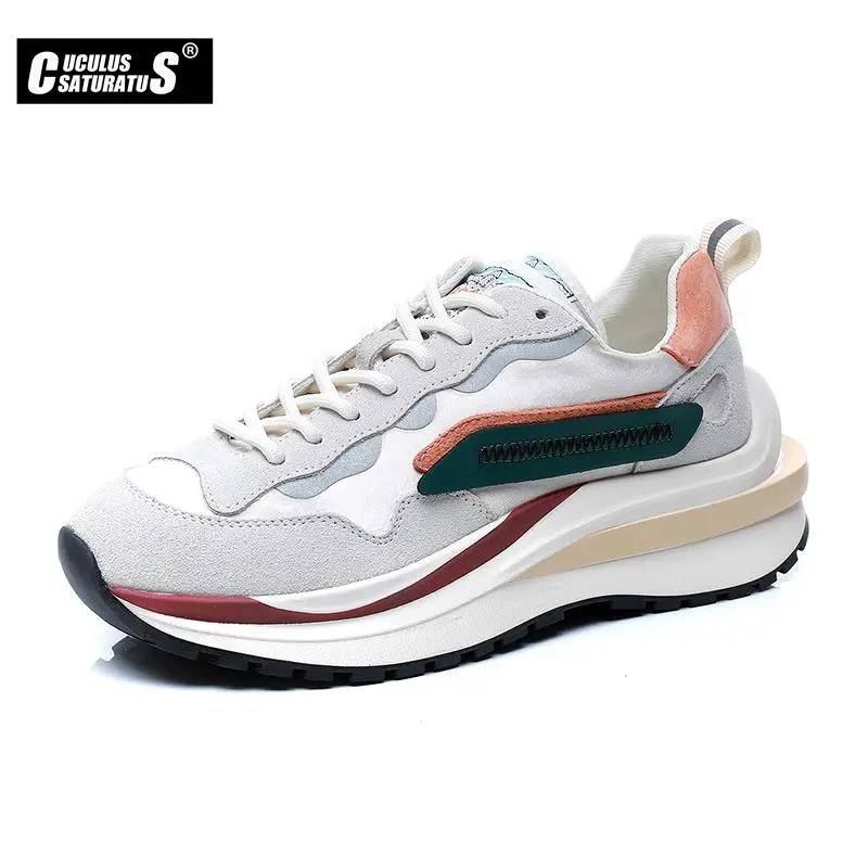 

Women Sneakers Genuine Leather 2022 New Style Casual Shoes Woman Ins Fashion Lady Home Daily Heels Footwear Size 35-40