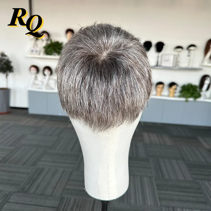 Pre Cut Styled Toupee Hair Men Thin Skin V Looped Human Hair Replacement System For Man 1B40 Hair Piece Protesis Hombre Male Wig