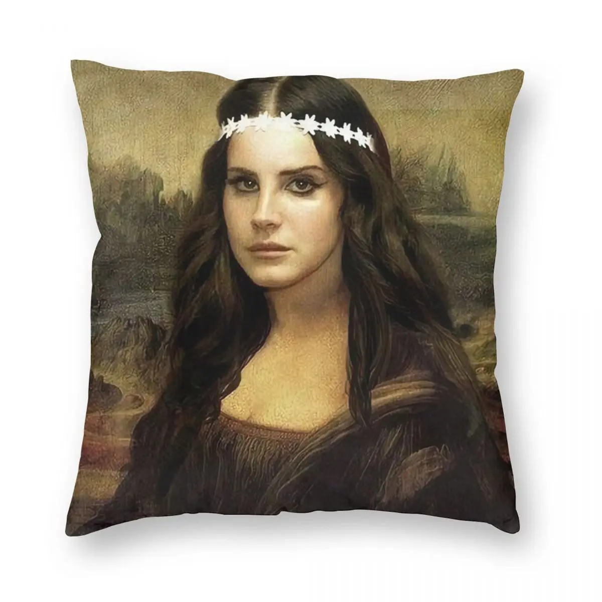 

Beauty Mona Lana Lisa Pillowcase Printed Fabric Cushion Cover Decorations Lana Del Ray Pillow Case Cover Home Zippered 40X40cm