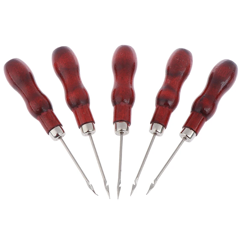 5 Pcs Red Leather Craft Awl Hand Sewing Tool Leather Shoes Repair Hook Awl Puncher Positioning Drilling Tool