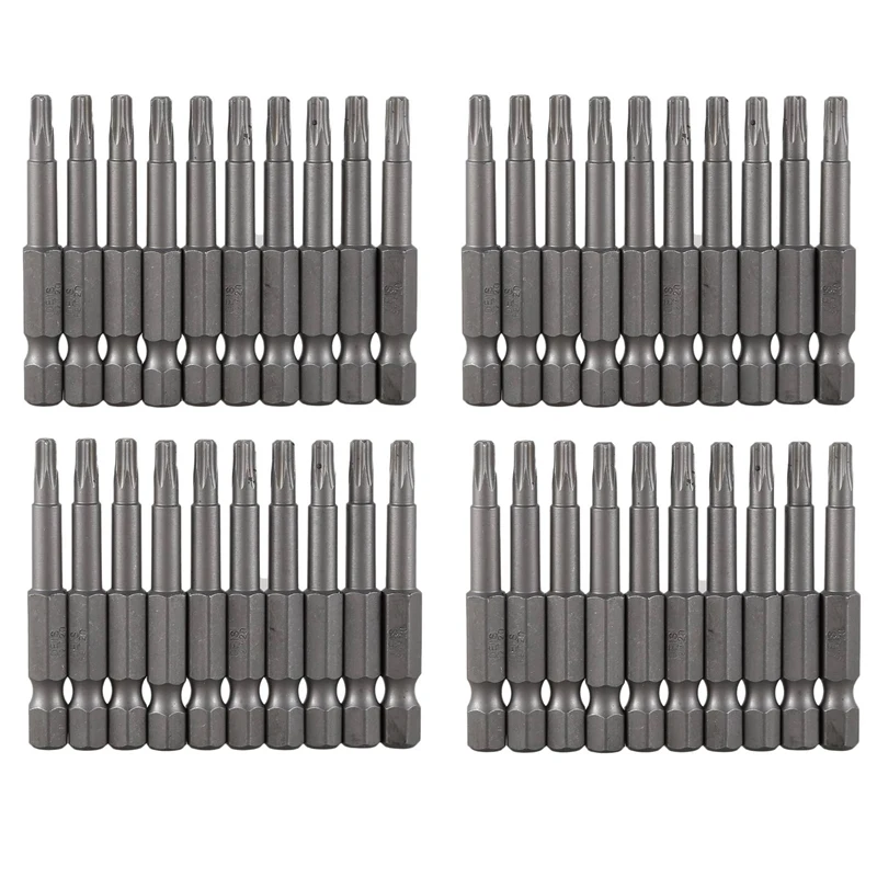 

6.3Mm Hexagon Shank 4Mm T20 Magnetic Tip Torx Screwdriver Bits 40 Pcs