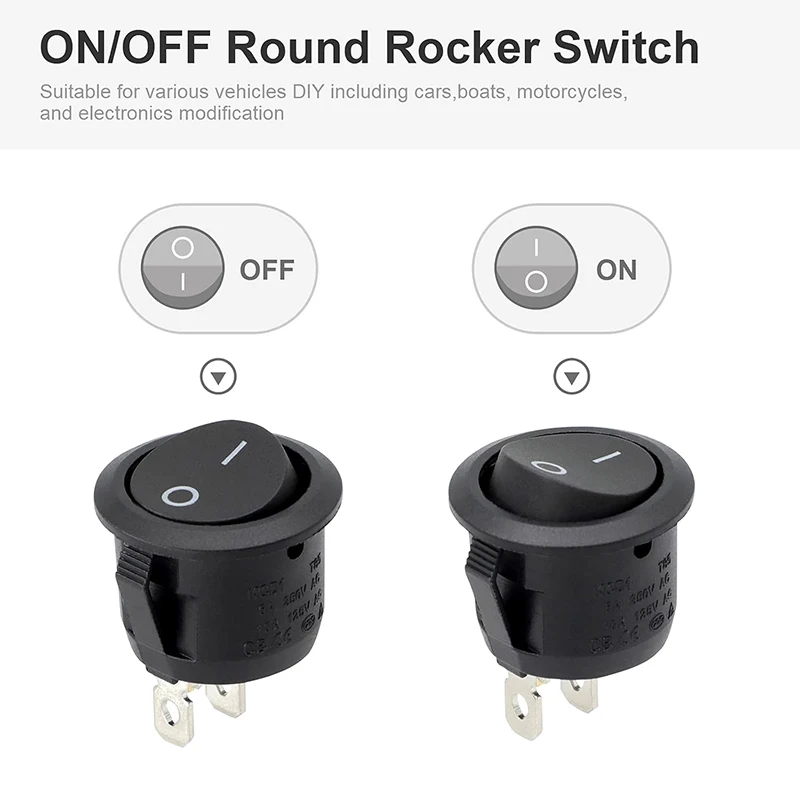 Rocker Switch HUAREW ON/Off KCD1 Mini Round Toggle Switch SPST 2Pin ...