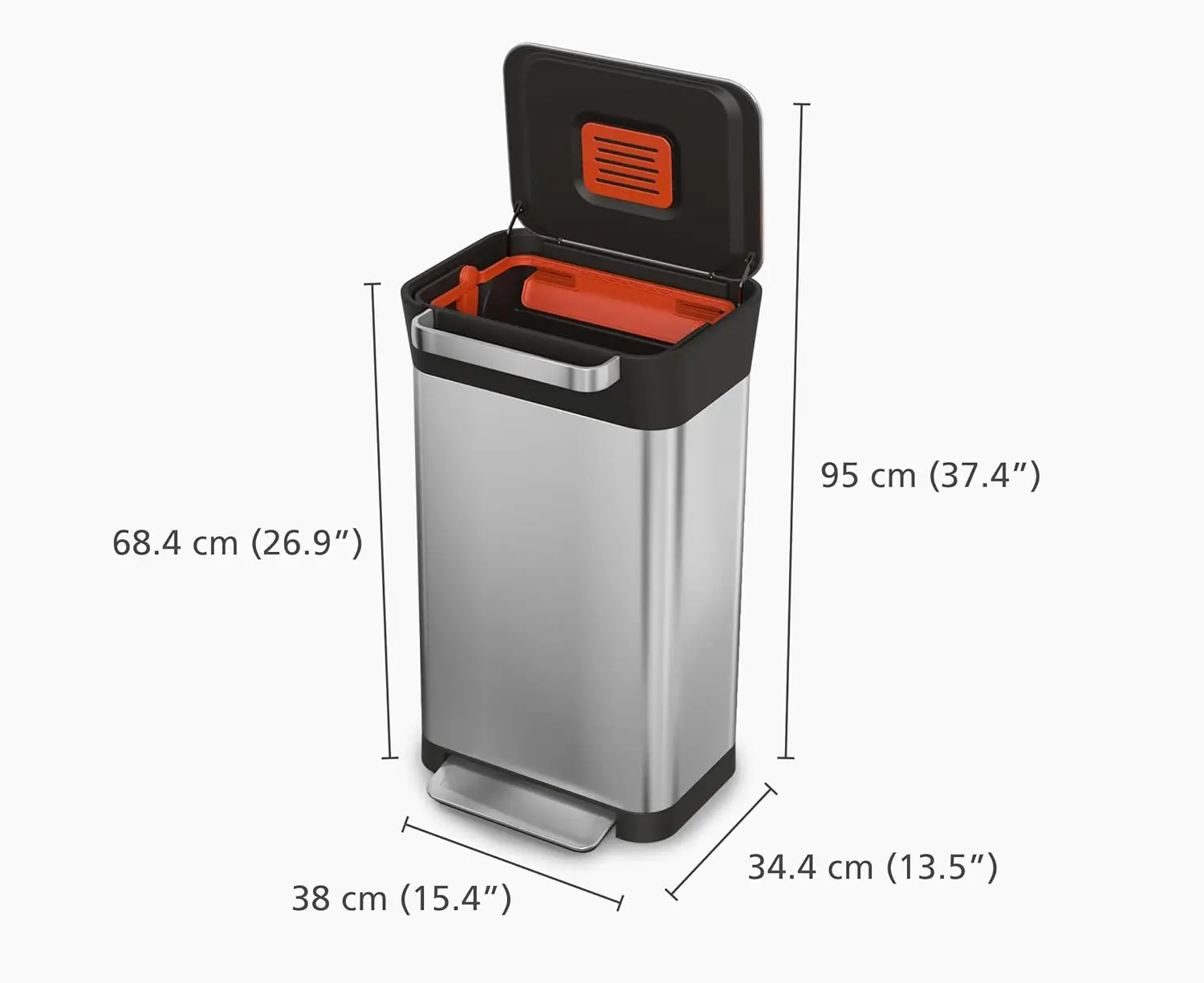 Intelligent Waste Titan Trash Can Compactor with Odor Filter Holds Up to 90L After Compaction Stainless Steel 30L