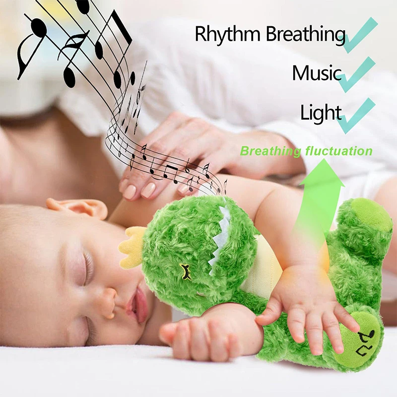 Breathing Dinosaur Toy Baby Soothing Dinosaur Plush Doll Baby Kids Soothing Music Sleeping Companion Sound And Light Doll