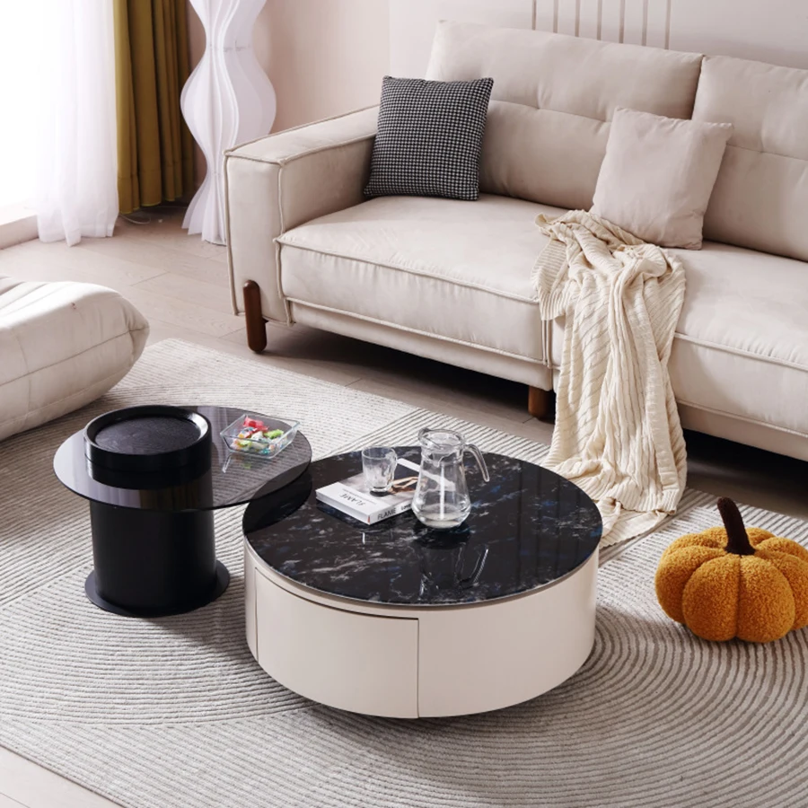 

Storage Coffee Table Round Luxury Ornaments Minimalist Oval Nordic Kitchen Marble Tables Aesthetic Stolik Kawowy Home Furniture