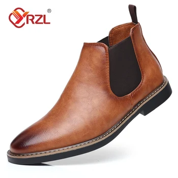 YRZL Men’s Retro Chelsea Boots – PU Leather Ankle Boots (Sizes 39–47) 1