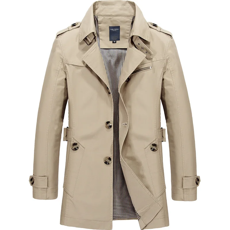 Men Spring Autumn Trench Coat Jackets Casual Outwear Windbreaker Jacket Slim Lapel Long Coats Large Size 5XL trench coat