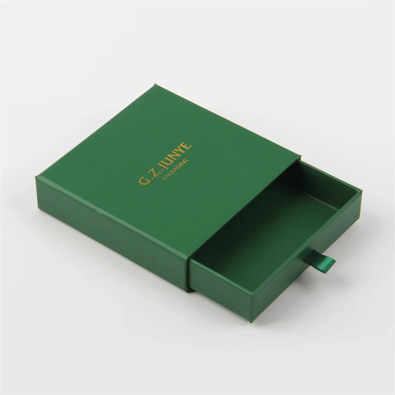 Paper Sliding Drawer Box Jewelry Packaging Custom Luxury Green Boxes
